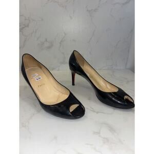 Christian Louboutin Black Peep-Toe Heels - Good Condition